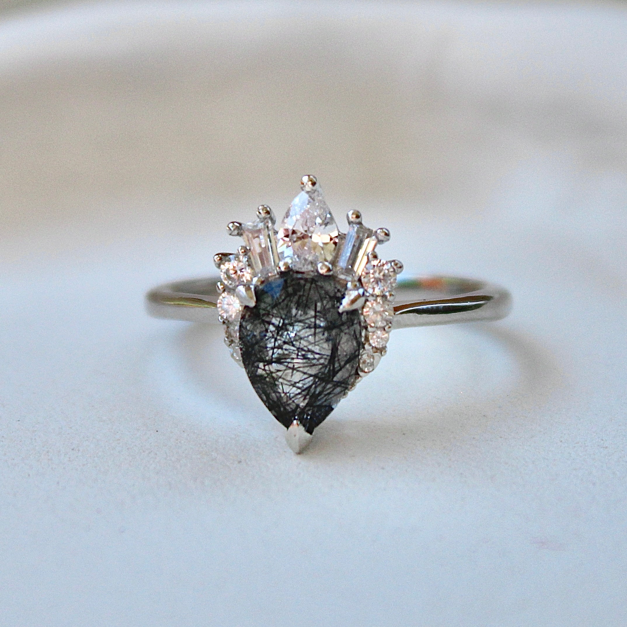 Black Rutilated Quartz Ring- Sterling Silver – Vivian Grace