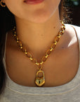 Vivian Grace Gold Antiqued Gold Chunky Puff Heart Necklace