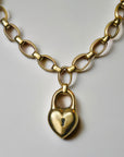 Vivian Grace Gold Antiqued Gold Chunky Puff Heart Necklace