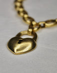 Vivian Grace Gold Antiqued Gold Chunky Puff Heart Necklace