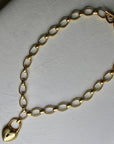 Vivian Grace Gold Antiqued Gold Chunky Puff Heart Necklace