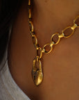 Vivian Grace Gold Antiqued Gold Chunky Puff Heart Necklace