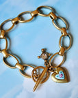 Vivian Grace Jewelry Bracelet Gold Blue Rose Antiqued Gold Bracelet