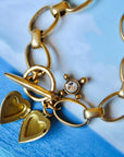 Vivian Grace Jewelry Bracelet Gold Blue Rose Antiqued Gold Bracelet