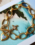Vivian Grace Jewelry Bracelet Gold Blue Rose Antiqued Gold Bracelet