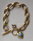 Vivian Grace Jewelry Bracelet Gold Blue Rose Antiqued Gold Bracelet