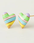 Vivian Grace Jewelry Earrings Gold Bright Enamel Rainbow Heart Earrings