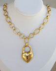 Vivian Grace Jewelry Necklace Antiqued Gold Antiqued Gold Chunky Puff Heart Necklace