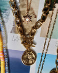 Vivian Grace Jewelry Necklace Antiqued Gold Bee & Fleur de Lis Chunky Chain