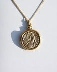 Vivian Grace Jewelry Necklace Antiqued Gold Coin Pendant