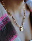 Vivian Grace Jewelry Necklace Antiqued Gold Padlock Chain