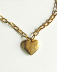 Vivian Grace Jewelry Necklace Gold Antiqued Gold Chunky Heart Chain