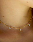 Vivian Grace Jewelry Necklace Gold Dainty Moonstone Drop Choker- 14k Gold Vermeil