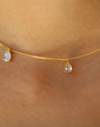 Vivian Grace Jewelry Necklace Gold Dainty Moonstone Drop Choker- 14k Gold Vermeil