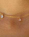 Vivian Grace Jewelry Necklace Gold Dainty Moonstone Drop Choker- 14k Gold Vermeil