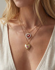 Vivian Grace Jewelry Necklace Gold Pink Crystal Puffy Heart Pendant Necklace