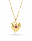 Vivian Grace Jewelry Necklace Gold Pink Crystal Puffy Heart Pendant Necklace