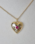 Vivian Grace Jewelry Necklace Gold Pink Crystal Puffy Heart Pendant Necklace