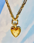 Vivian Grace Jewelry Necklace Gold Starry Gold Heart Charm Holder Necklace- Antiqued Gold