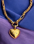 Vivian Grace Jewelry Necklace Gold Starry Gold Heart Charm Holder Necklace- Antiqued Gold