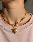 Vivian Grace Jewelry Necklace Gold Starry Gold Heart Charm Holder Necklace- Antiqued Gold