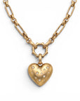 Vivian Grace Jewelry Necklace Gold Starry Heart Chunky Pendant Necklace- Antiqued Gold