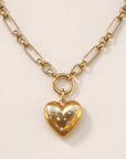 Vivian Grace Jewelry Necklace Gold Starry Heart Chunky Pendant Necklace- Antiqued Gold