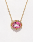 Vivian Grace Jewelry Necklace Gold The Poppy Necklace - Antique Cushion- Pink Topaz and Citrine