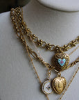 Vivian Grace Jewelry Necklace Gold Vintage Blue Guilloche Heart Necklace