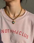 Vivian Grace Jewelry Necklace Gold Vintage Blue Guilloche Heart Necklace