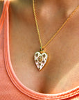Vivian Grace Jewelry Necklace Gold White Enamel Heart Pendant