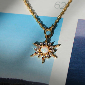 Vivian Grace Jewelry Necklace Opal Crystal Starburst Pendant