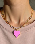 Vivian Grace Jewelry Necklace Pink Gold-Filled Enamel Heart Necklace