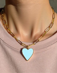 Vivian Grace Jewelry Necklace Sky Blue Gold-Filled Enamel Heart Necklace
