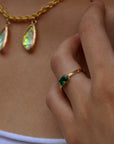 Vivian Grace Jewelry Ring Emerald Green Bark Ring