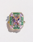 Vivian Grace Jewelry Ring Emerald Morganite Art Deco Cocktail Ring -Lab Created Gemstones