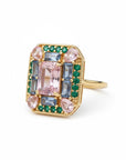 Vivian Grace Jewelry Ring Emerald Morganite Art Deco Cocktail Ring -Lab Created Gemstones