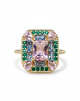 Vivian Grace Jewelry Ring Emerald Morganite Art Deco Cocktail Ring -Lab Created Gemstones