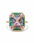 Vivian Grace Jewelry Ring Emerald Morganite Art Deco Cocktail Ring -Lab Created Gemstones
