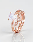 Vivian Grace Jewelry Ring Rose Gold / 5 Ava Moonstone & Topaz Ring Set