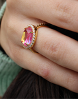 Vivian Grace Jewelry Ring Skye Ring - Pink Dichroic Glass