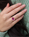 Vivian Grace Jewelry Ring Skye Ring - Pink Dichroic Glass