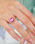 Vivian Grace Jewelry Ring Skye Ring - Pink Dichroic Glass
