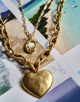 Vivian Grace Necklace Antiqued Gold Chunky Brass Heart Chain