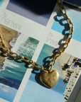 Vivian Grace Necklace Antiqued Gold Chunky Heart Chain