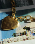 Vivian Grace Necklace Antiqued Gold Chunky Heart Chain