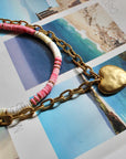 Vivian Grace Necklace Antiqued Gold Chunky Heart Chain
