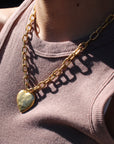 Vivian Grace Necklace Antiqued Gold Chunky Heart Chain