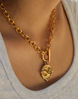 Vivian Grace Necklace Gold Antiqued Gold Coin Toggle Chain
