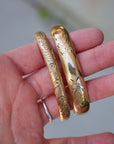 Vivian Grace Vintage Bracelet Gold Vintage 12k Gold-Filled Floral Etched Bangle Bracelet- slim design